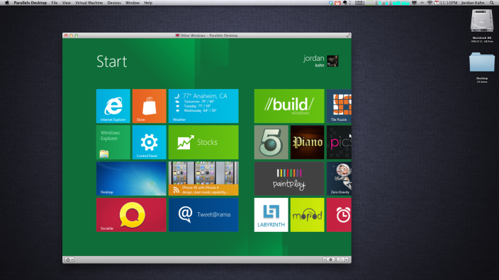 Windows 8 Parallels