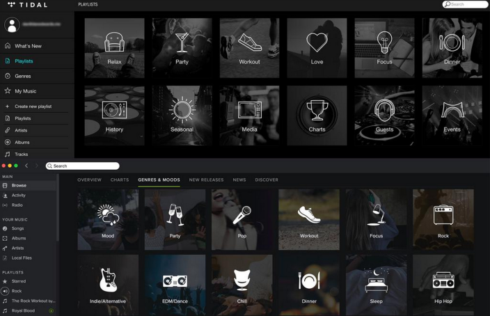 Tidal-vs-Spotify-UI