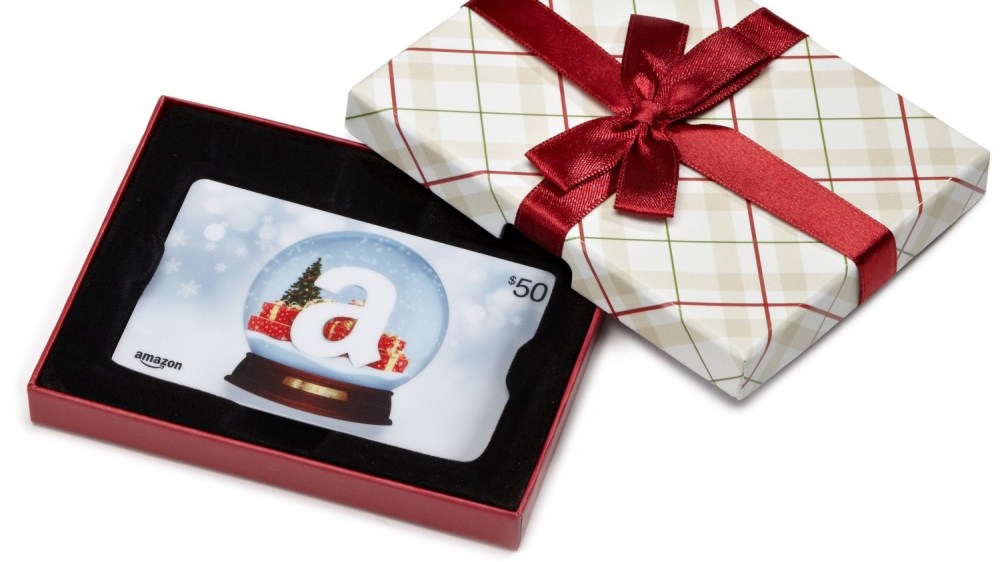 Amazon Gift Card in a Plaid Gift Box