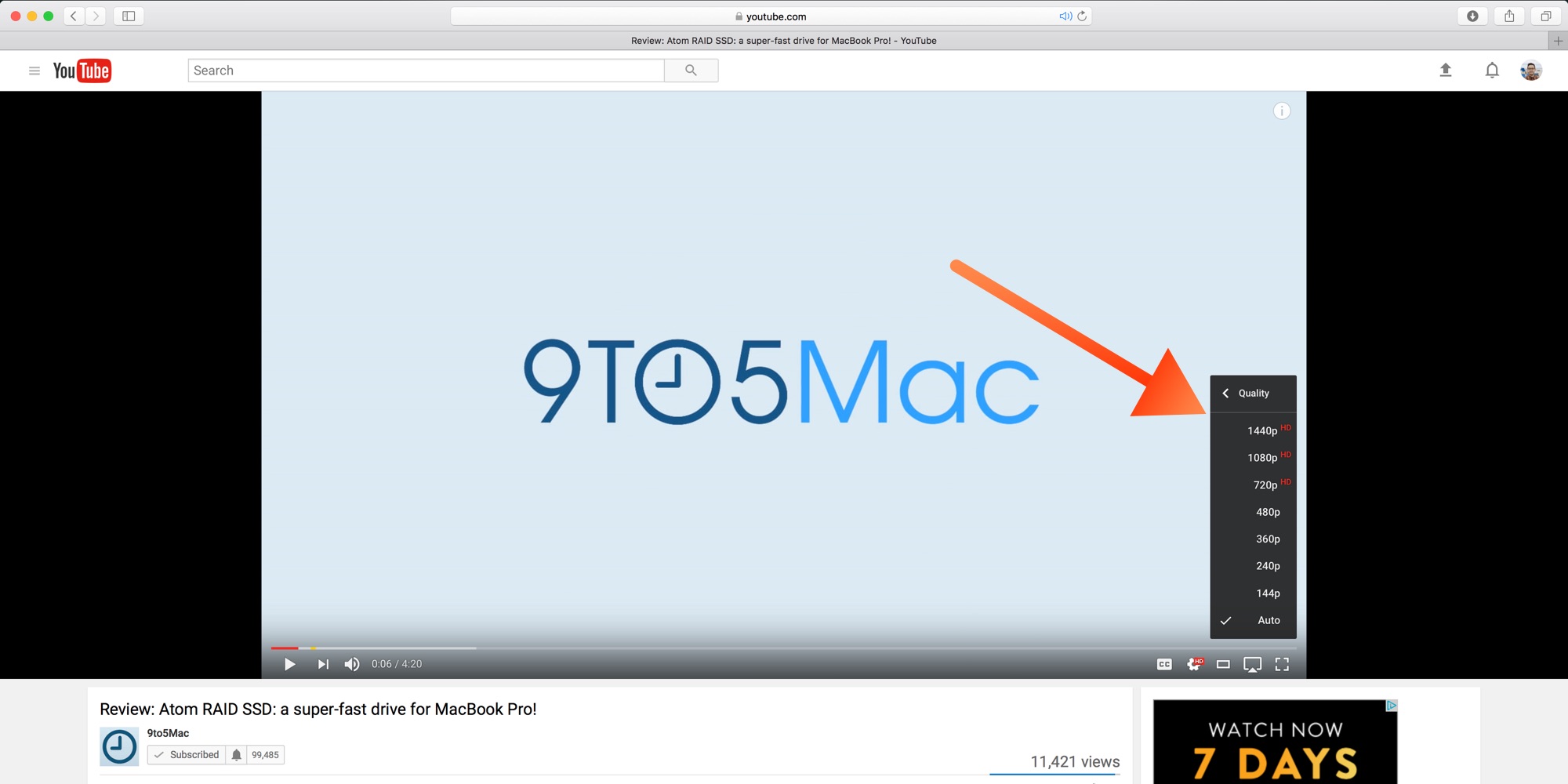 YouTube Missing 4K playback on Safari