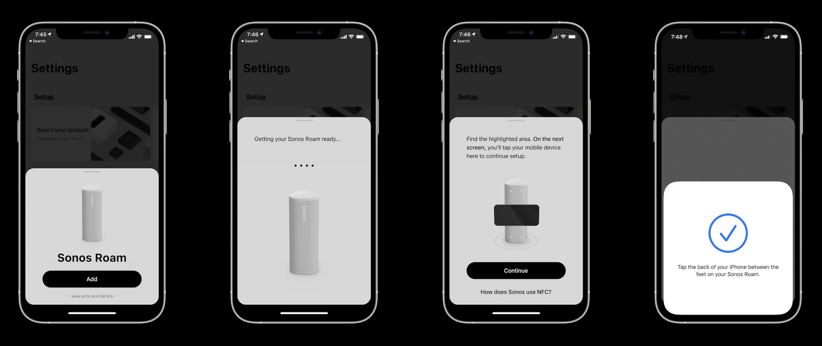 Sonos Roam setup process