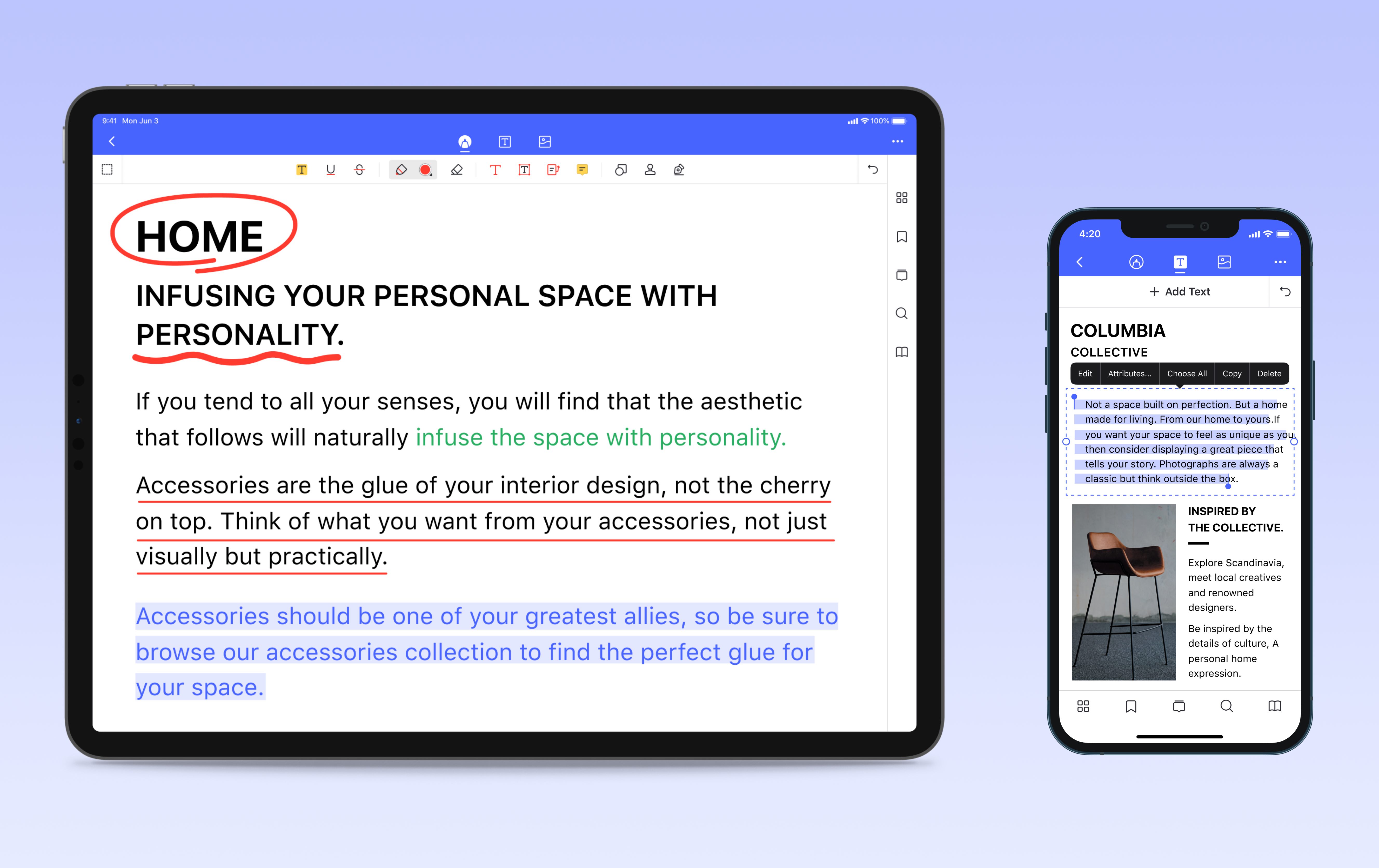 Wondershare PDFelement running on iPhone and iPad