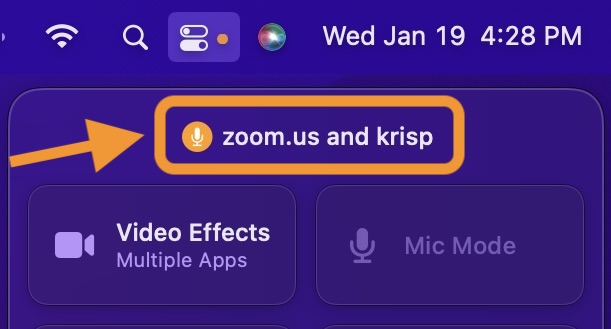 How to customize and use Mac privacy features - menu bar mic indicator