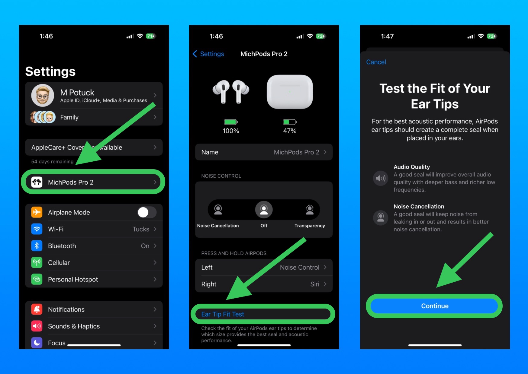 How to change AirPods Pro ear tips fit test