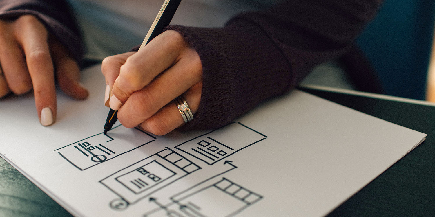 App Tracking Transparency antitrust | Close-up of hands drawing flow schematics