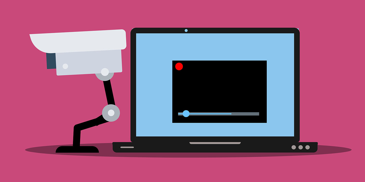 Chinese surveillance | Purely decorative graphic of CCTV camera and laptop