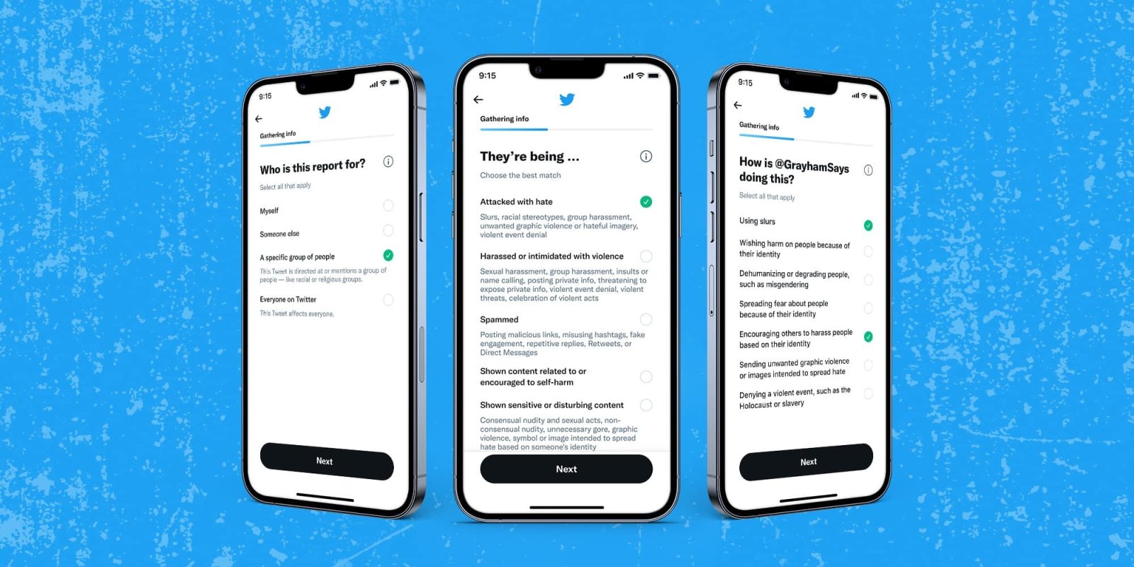 Reporting Twitter abuse | Screengrabs of the new process
