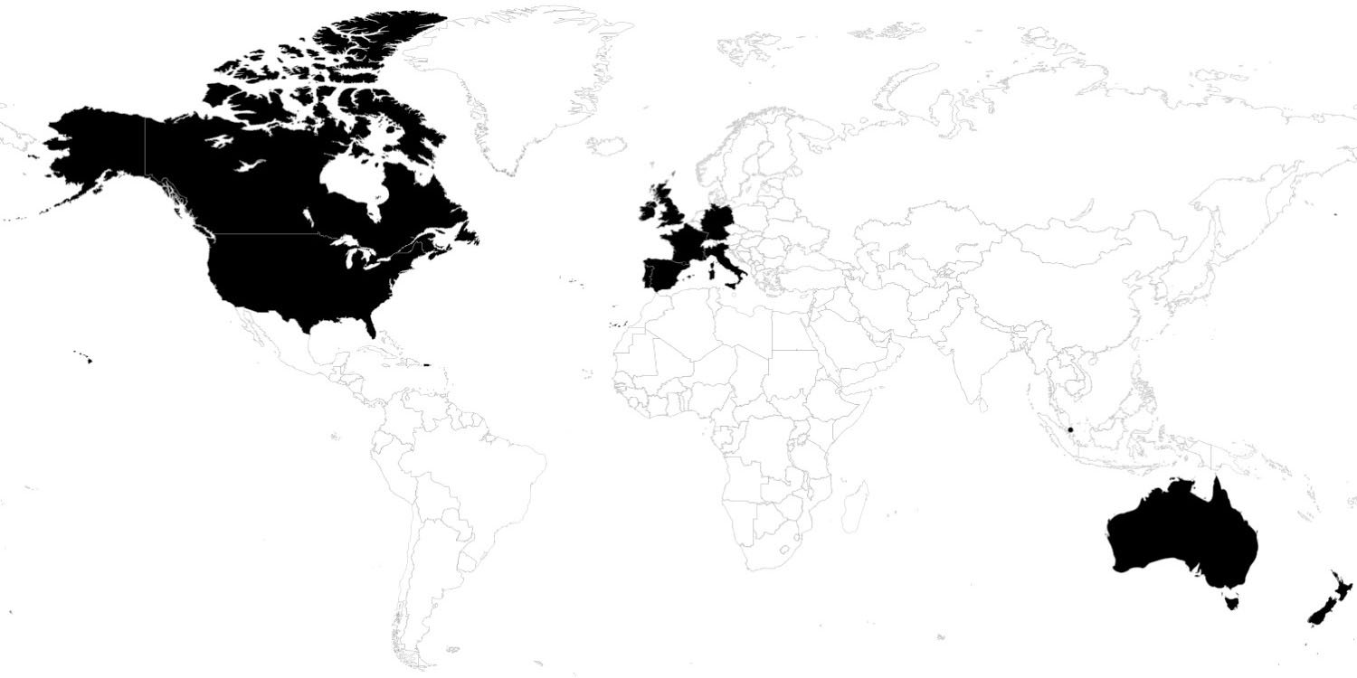 New Apple Maps | World map showing the countries with new data