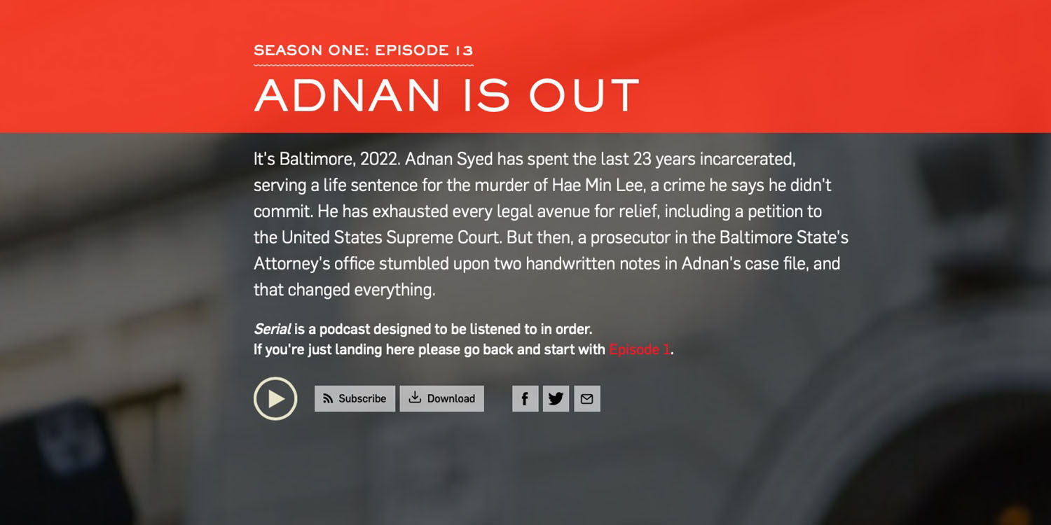 New Serial podcast episode | Season 1, episode 13