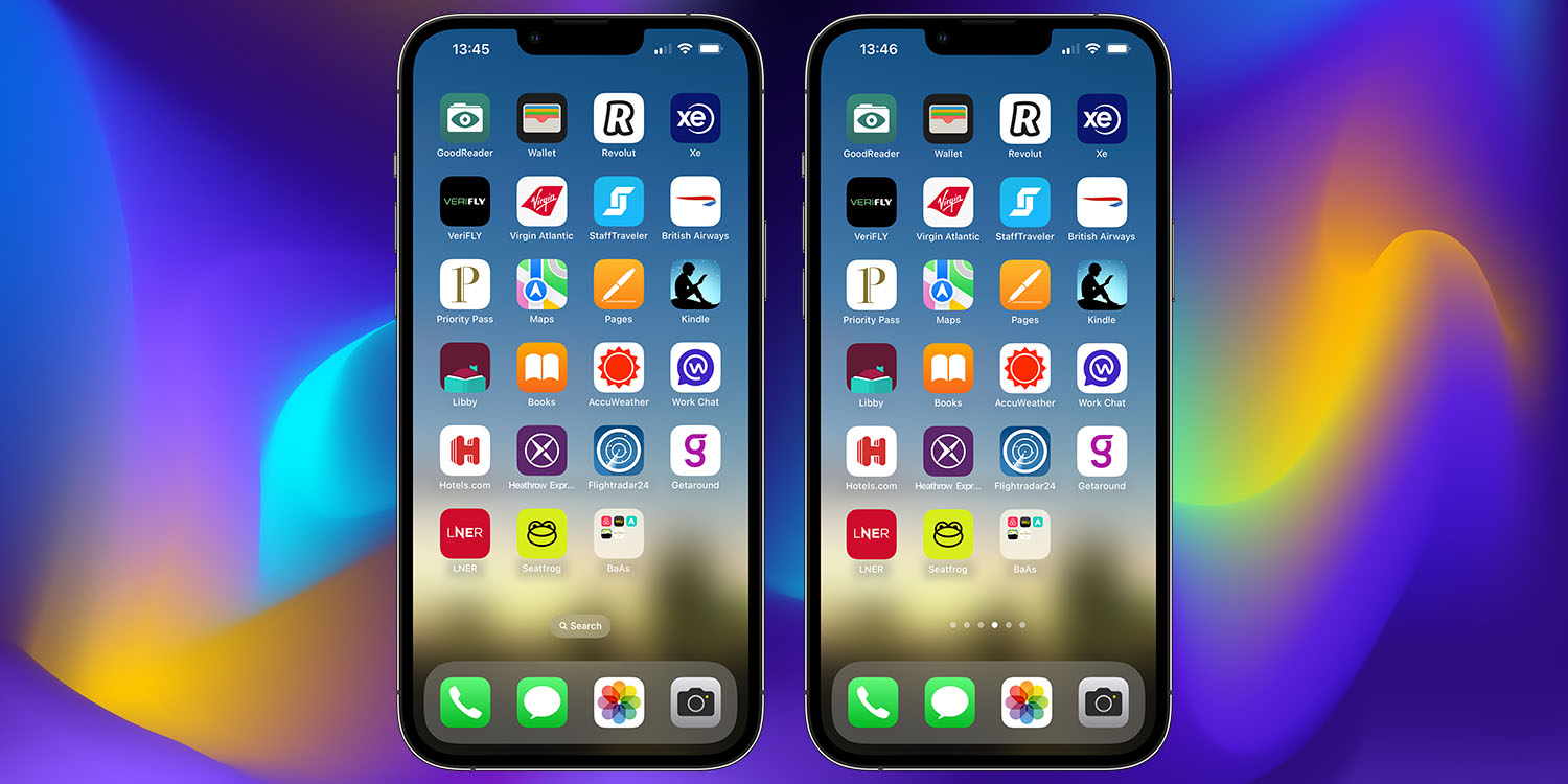 Remove the Search button | Home Screen with and without Search button