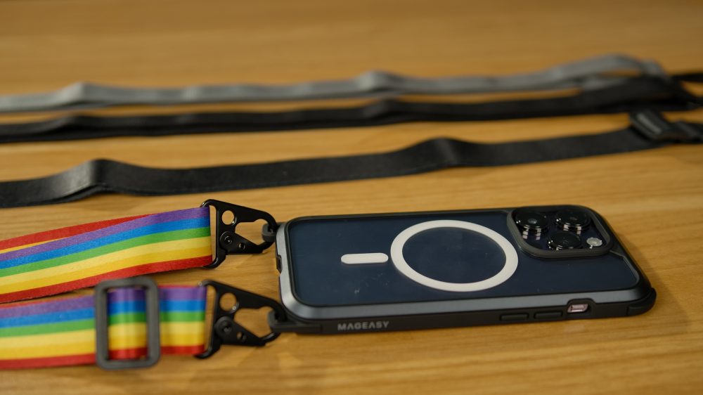 Odyssey+ case with rainbow lanyard
