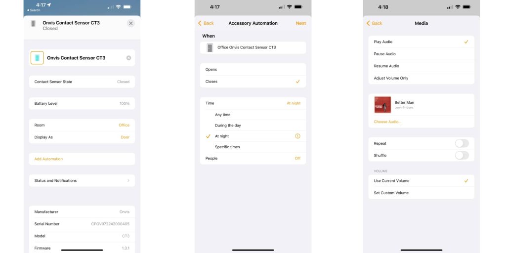Onvis CT3 door/window sensor in HomeKit