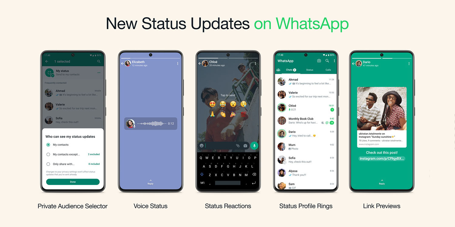 WhatsApp status updates