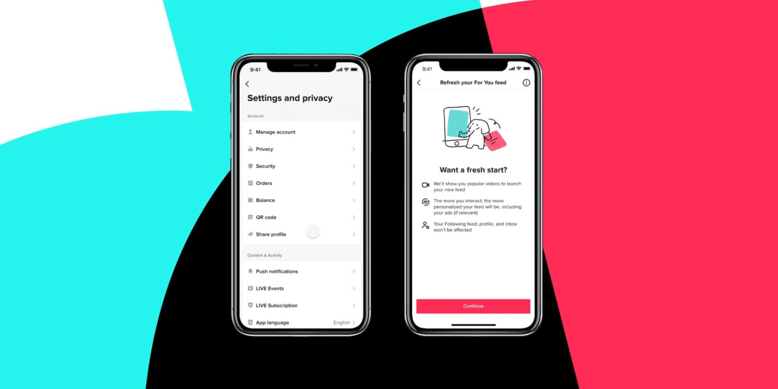 TikTok feed reset button