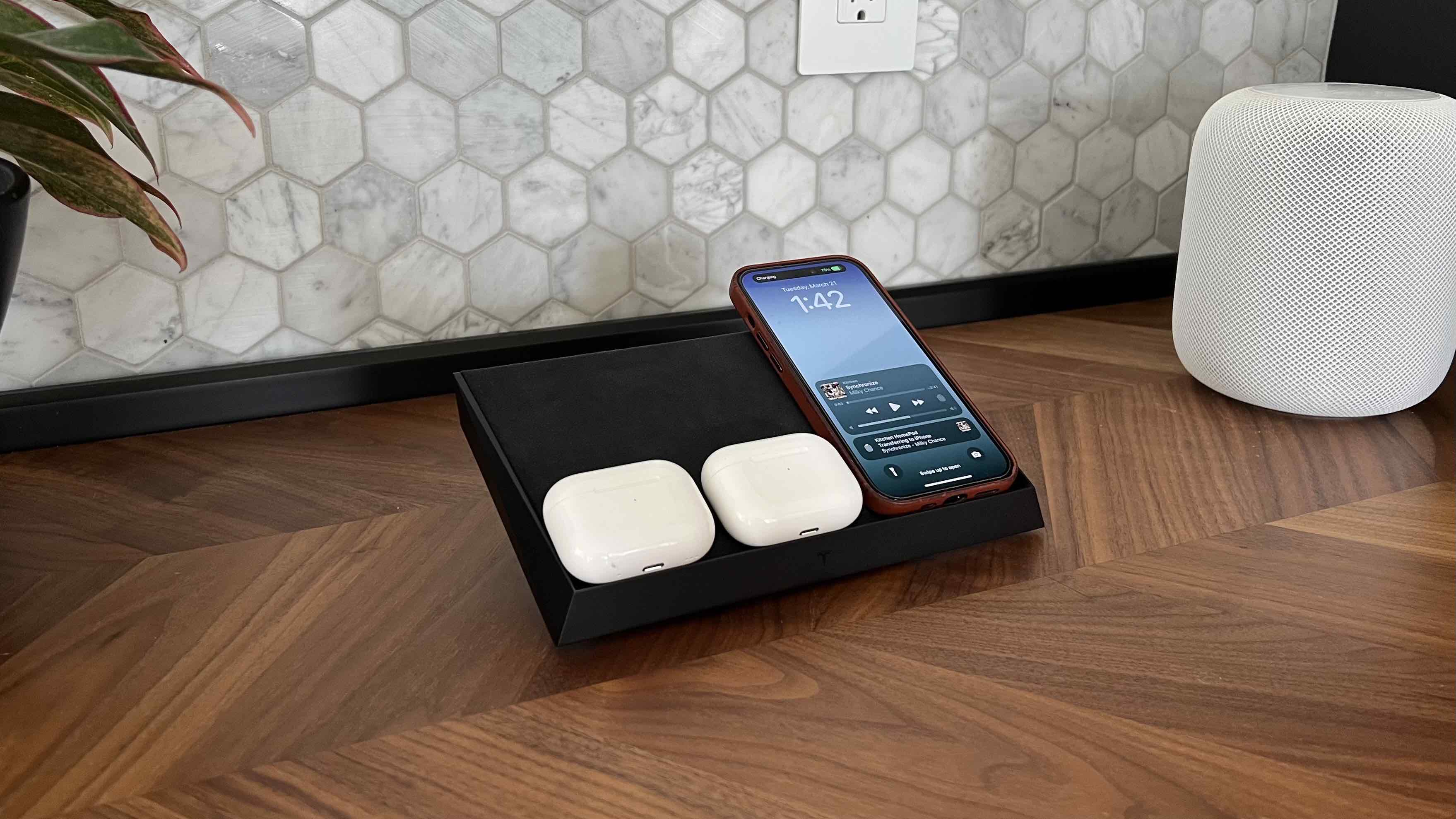 Tesla Wireless Charger in use