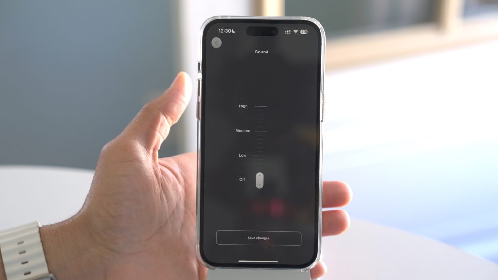 Level Home app chime settings.