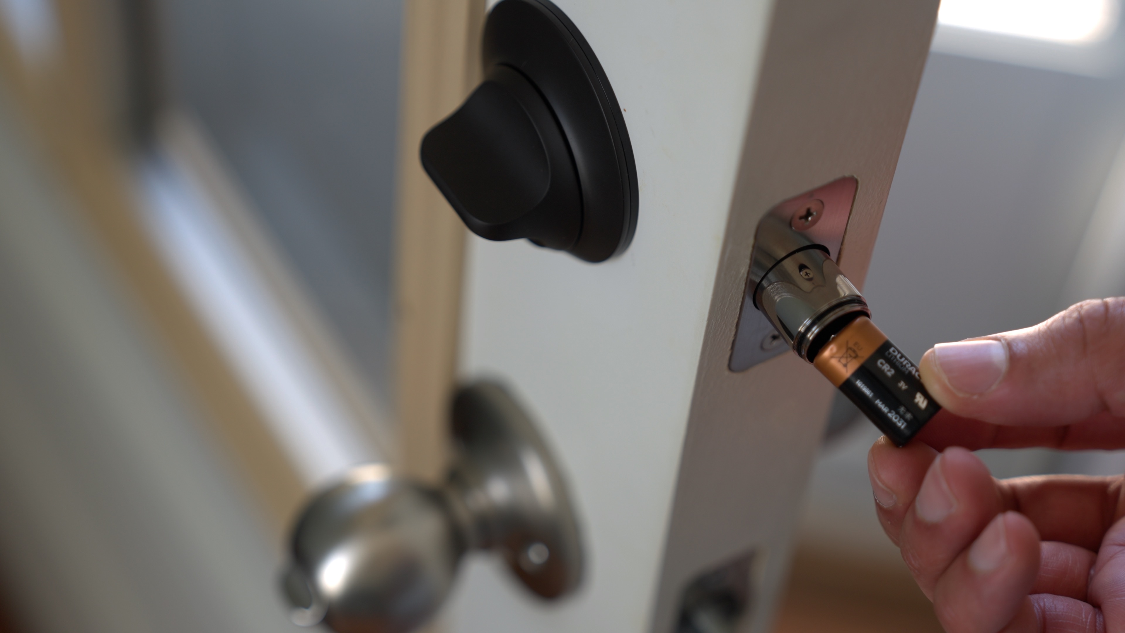 Inserting CR2 battery in deadbolt for Level Lock+