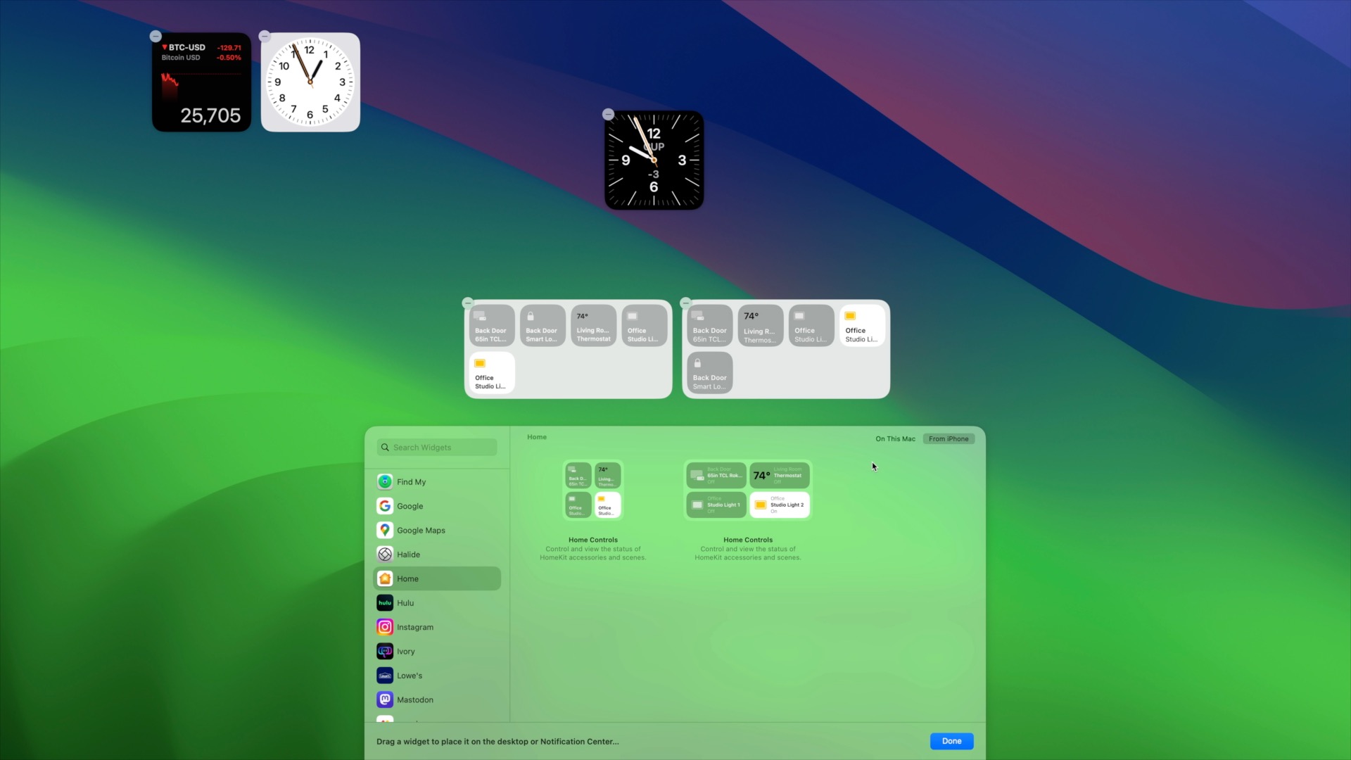 macOS Sonoma widget gallery