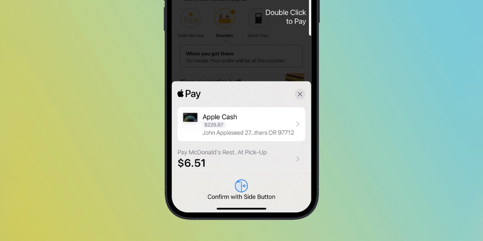 Apple Cash free McChicken sandwich