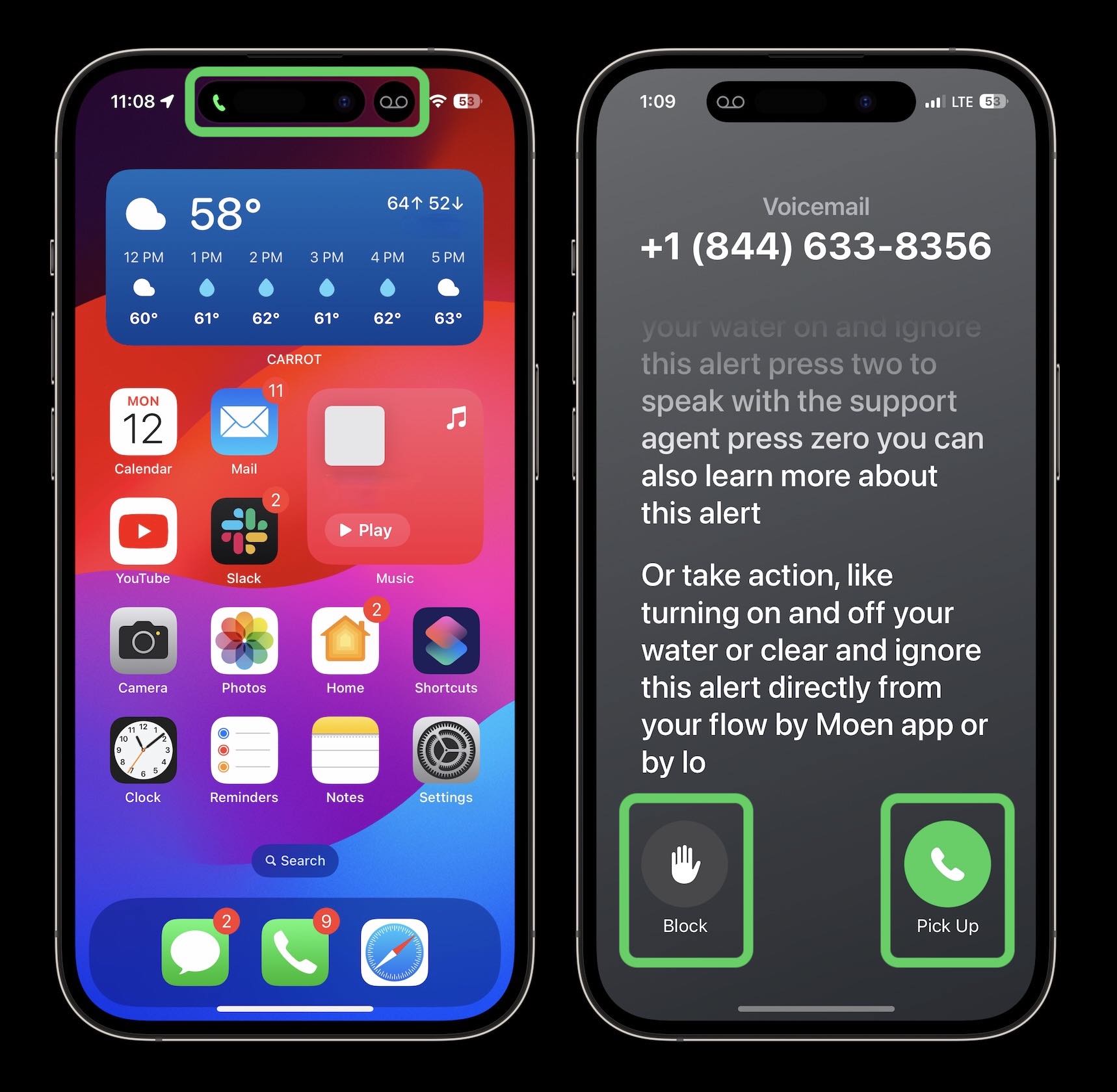 turn off/on iPhone Live Voicemail