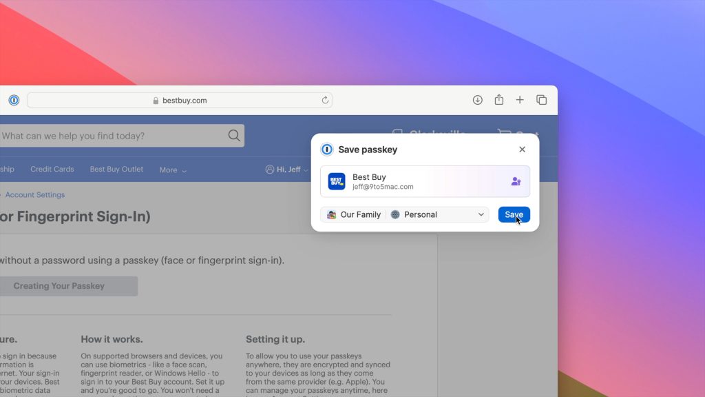 Saving passkey from bestbuy.com
