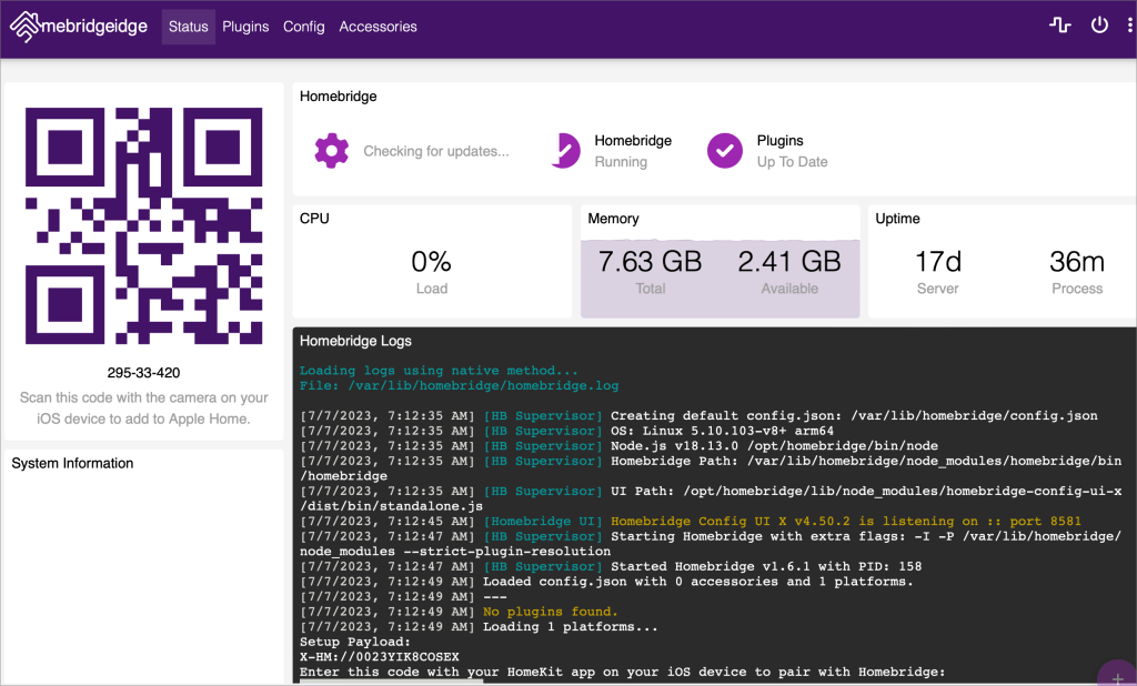 Umbrel Home Homebridge
