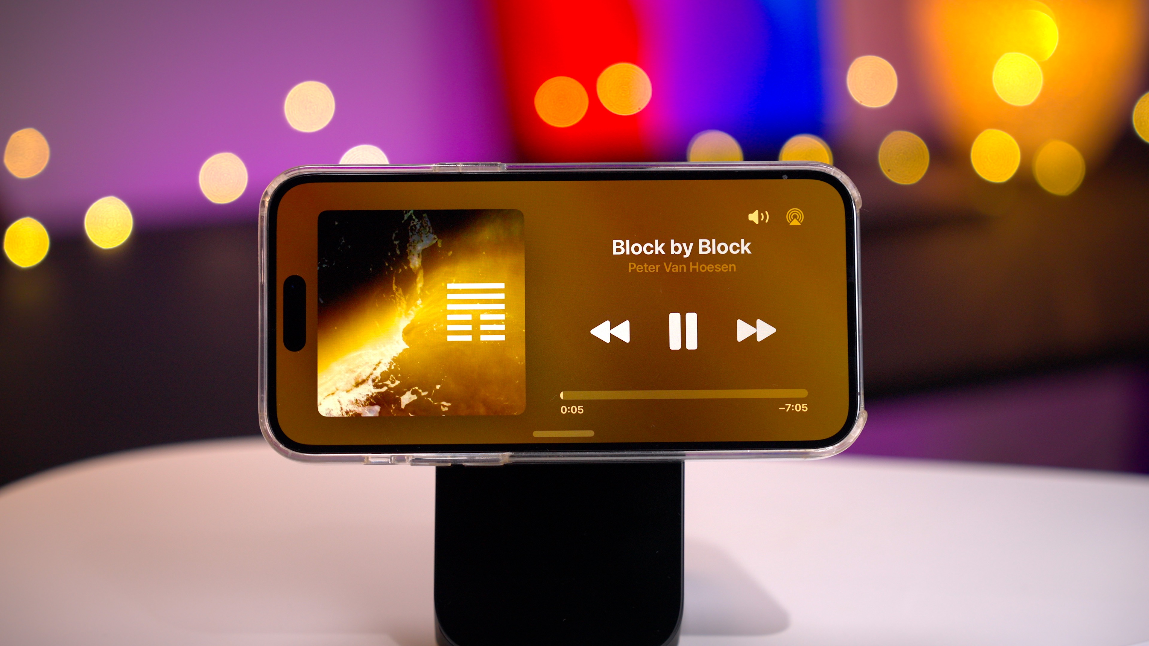 StandBy in iOS 17 showing the Now Playing interface.