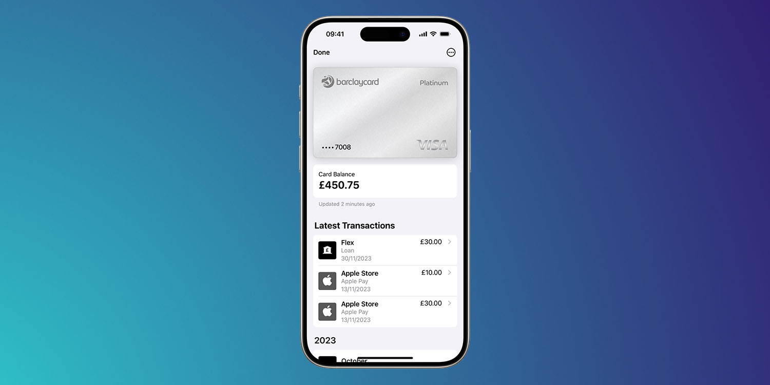 Apple Pay card balance feature shown in screengrab