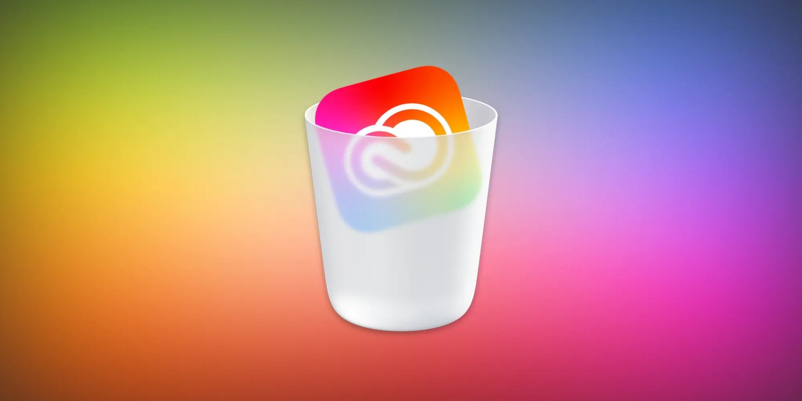 FTC investigating Adobe over subscription cancellations | Adobe icon in wastebasket against colorful background