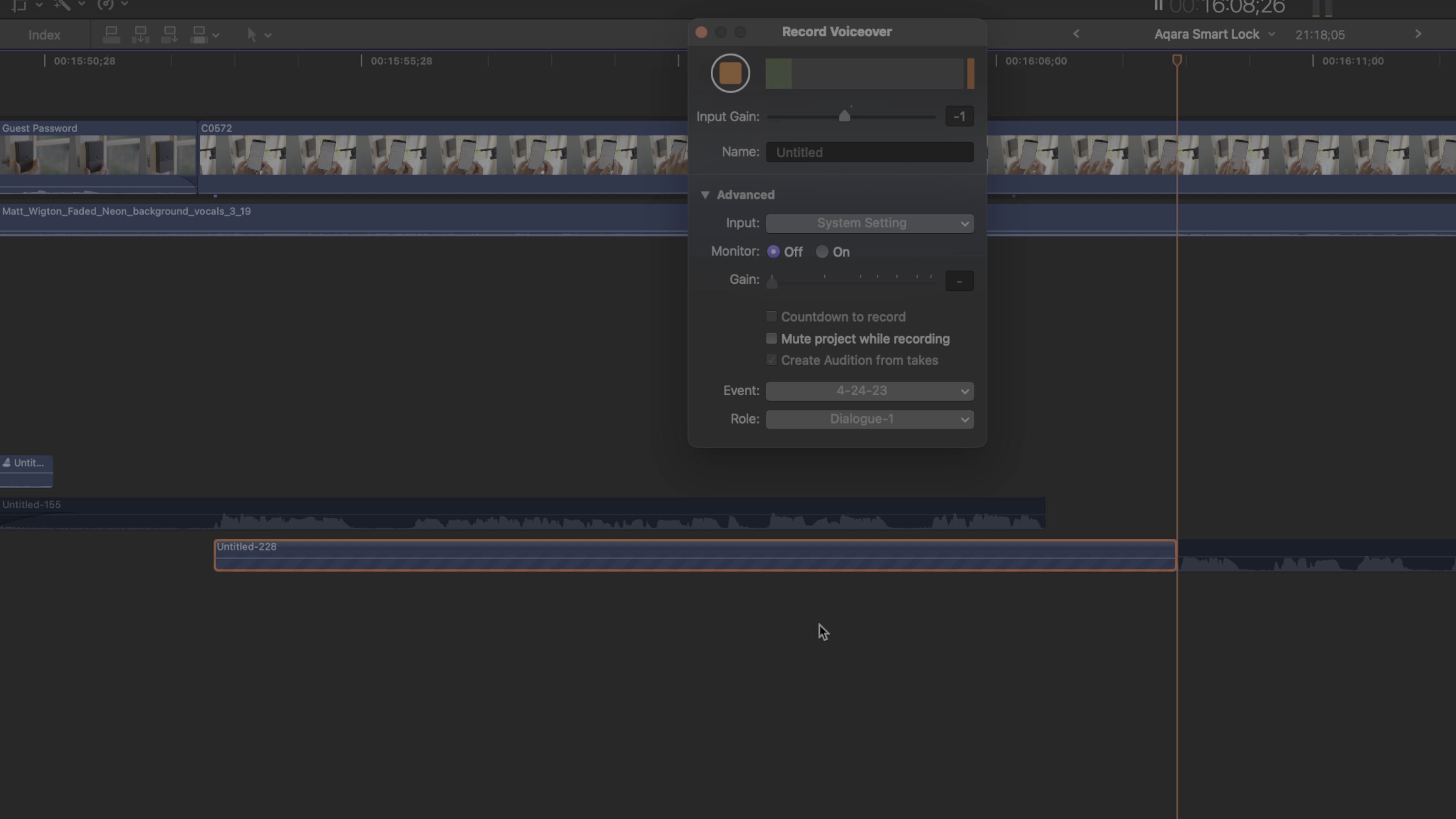 No real-time voiceover waveform Final Cut Pro 10.7