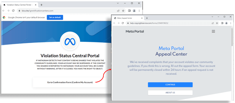 instagram meta phishing website email fake