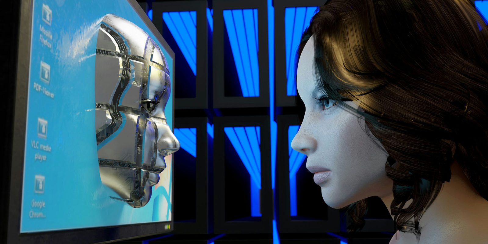 AI monitoring employee app usage | Abstract robot image