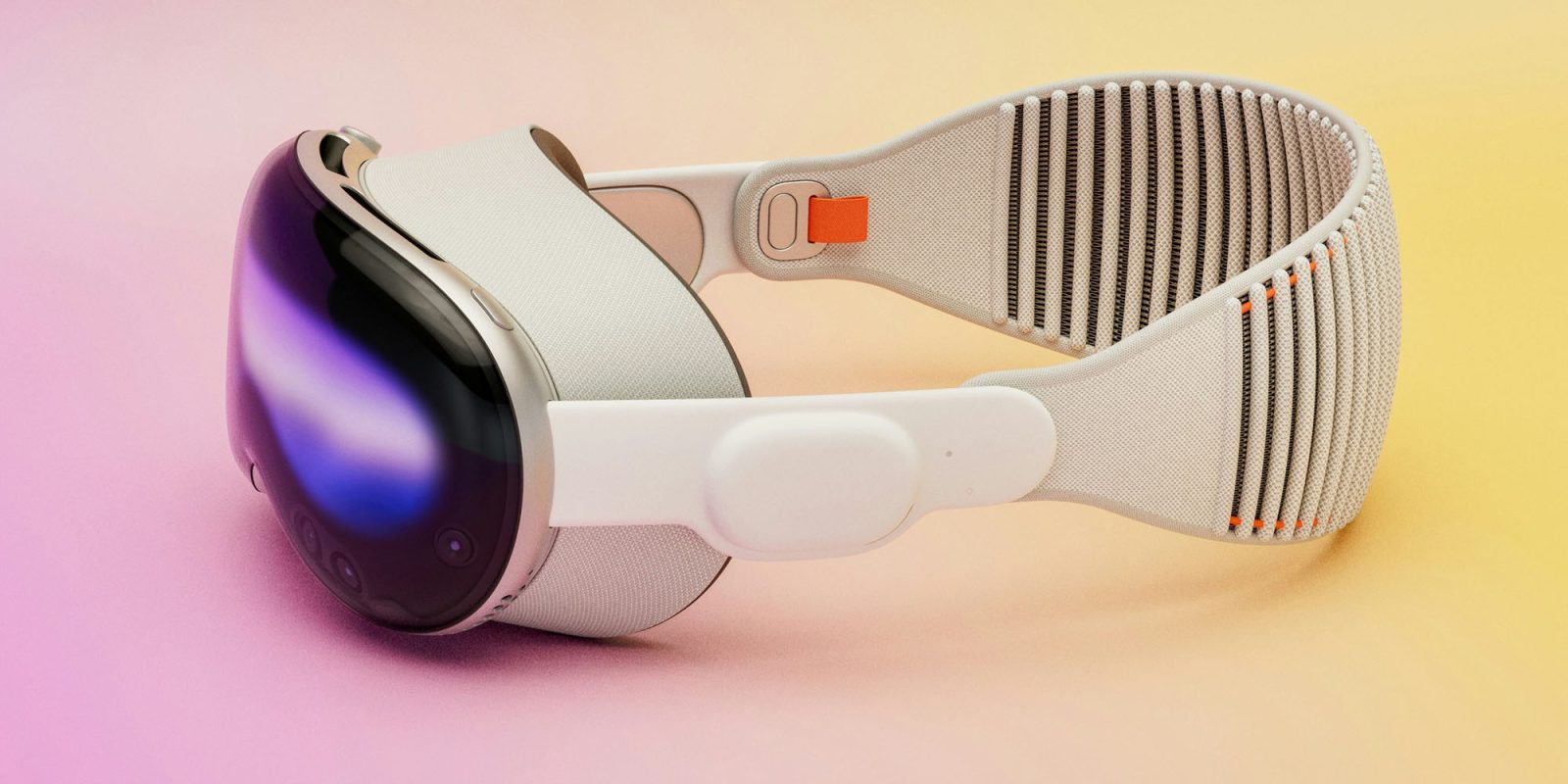 Vision Pro review-in-progress | Headset on colorful background