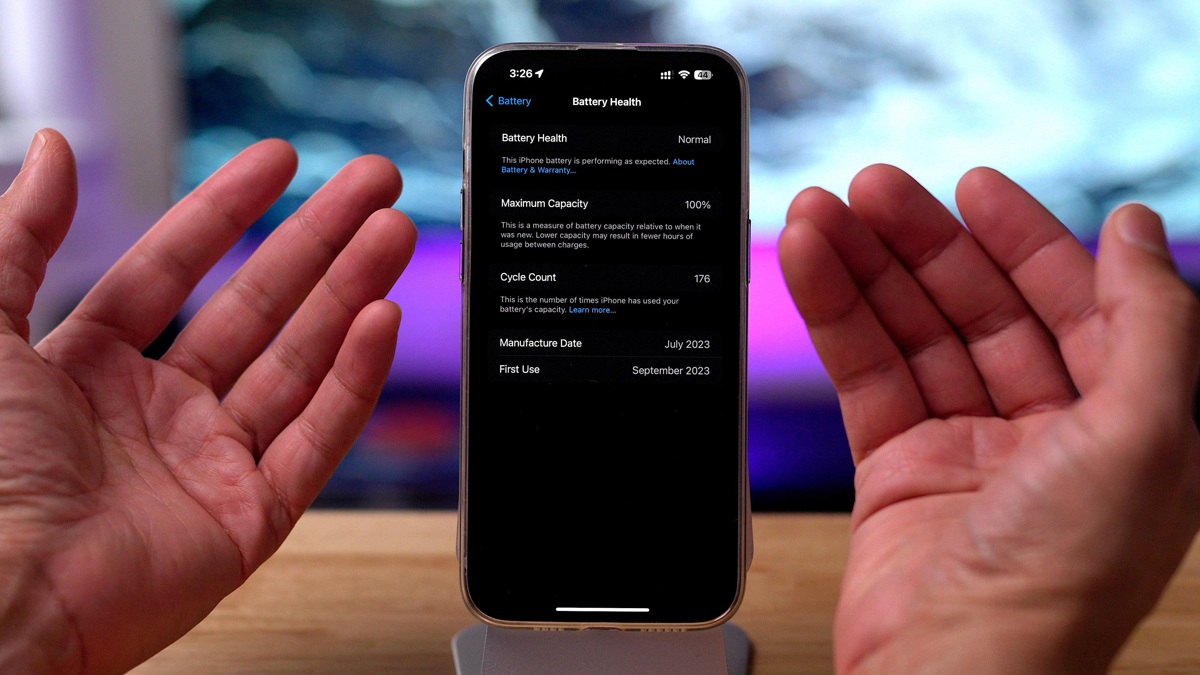 The Battery Health page in iOS Settings in iOS 17.4