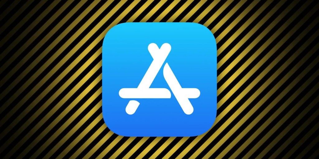App Store fraud | Logo against hazard tape