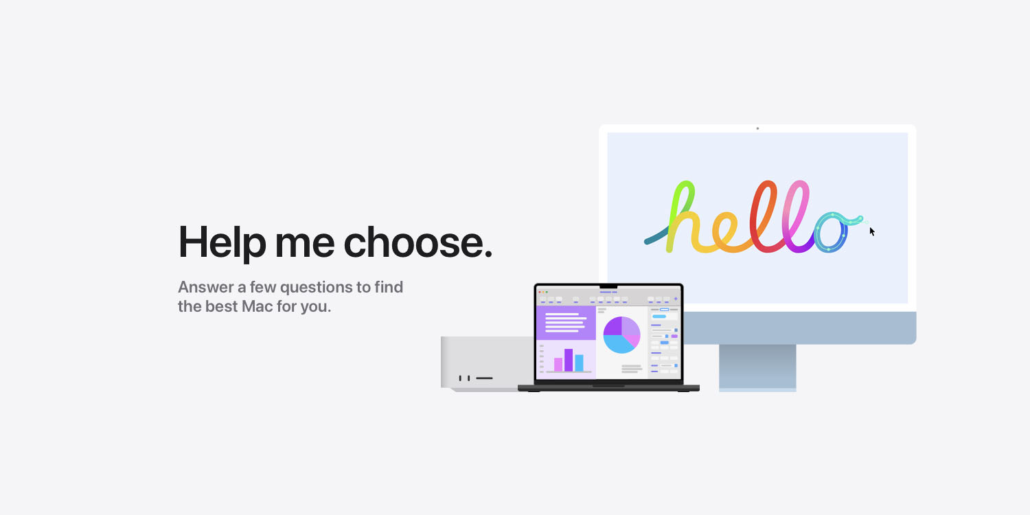 Apple offers to help you choose the best Mac | Screengrab shown