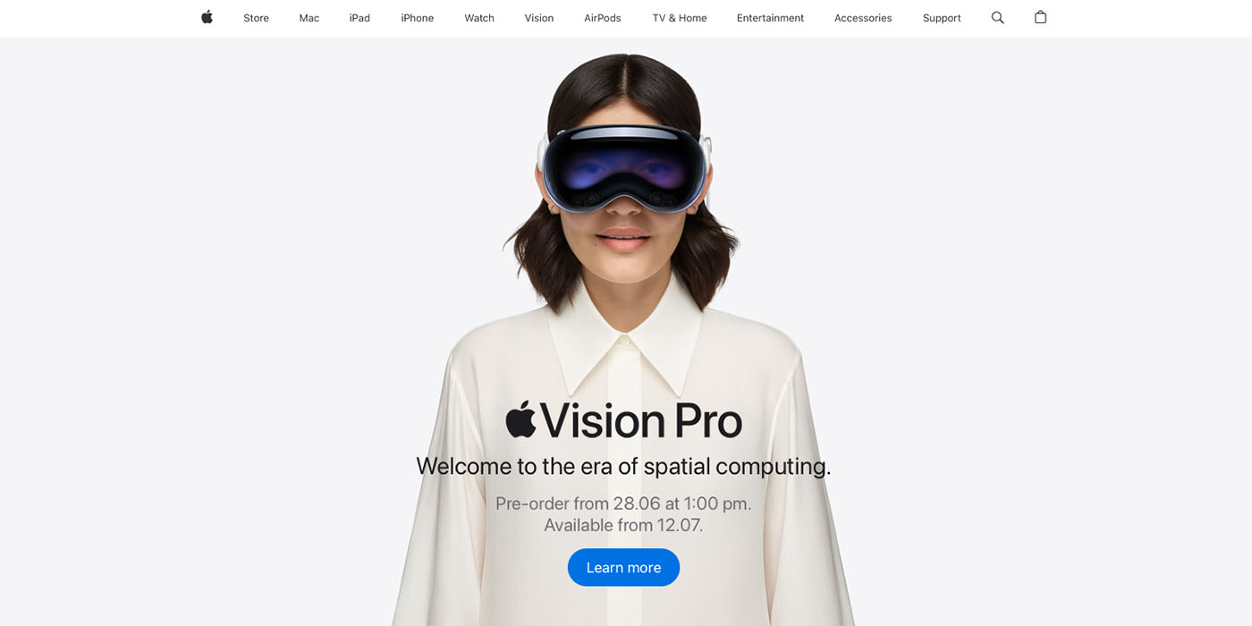 Vision Pro pre-orders | Apple UK homepage promo