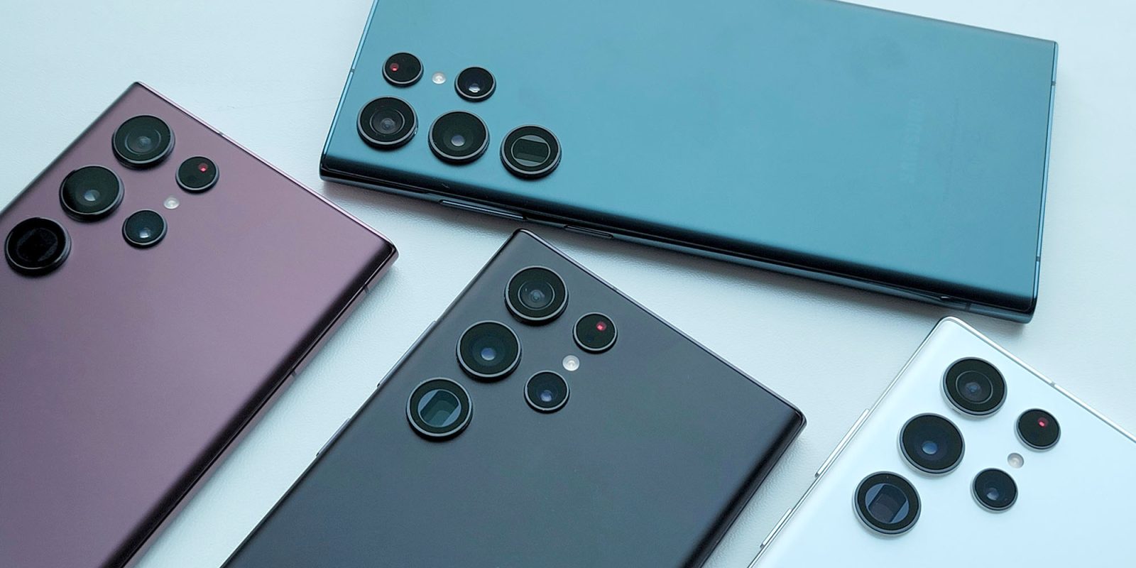 iPhone rear display and additional cameras described in Apple patent application | Samsung S22 with five cameras shown