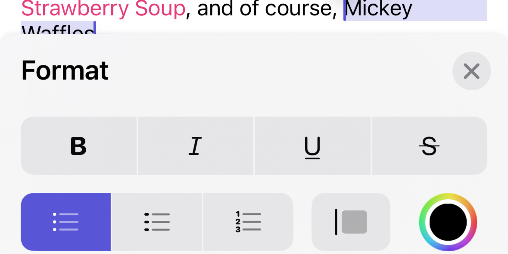 Journal text formatting