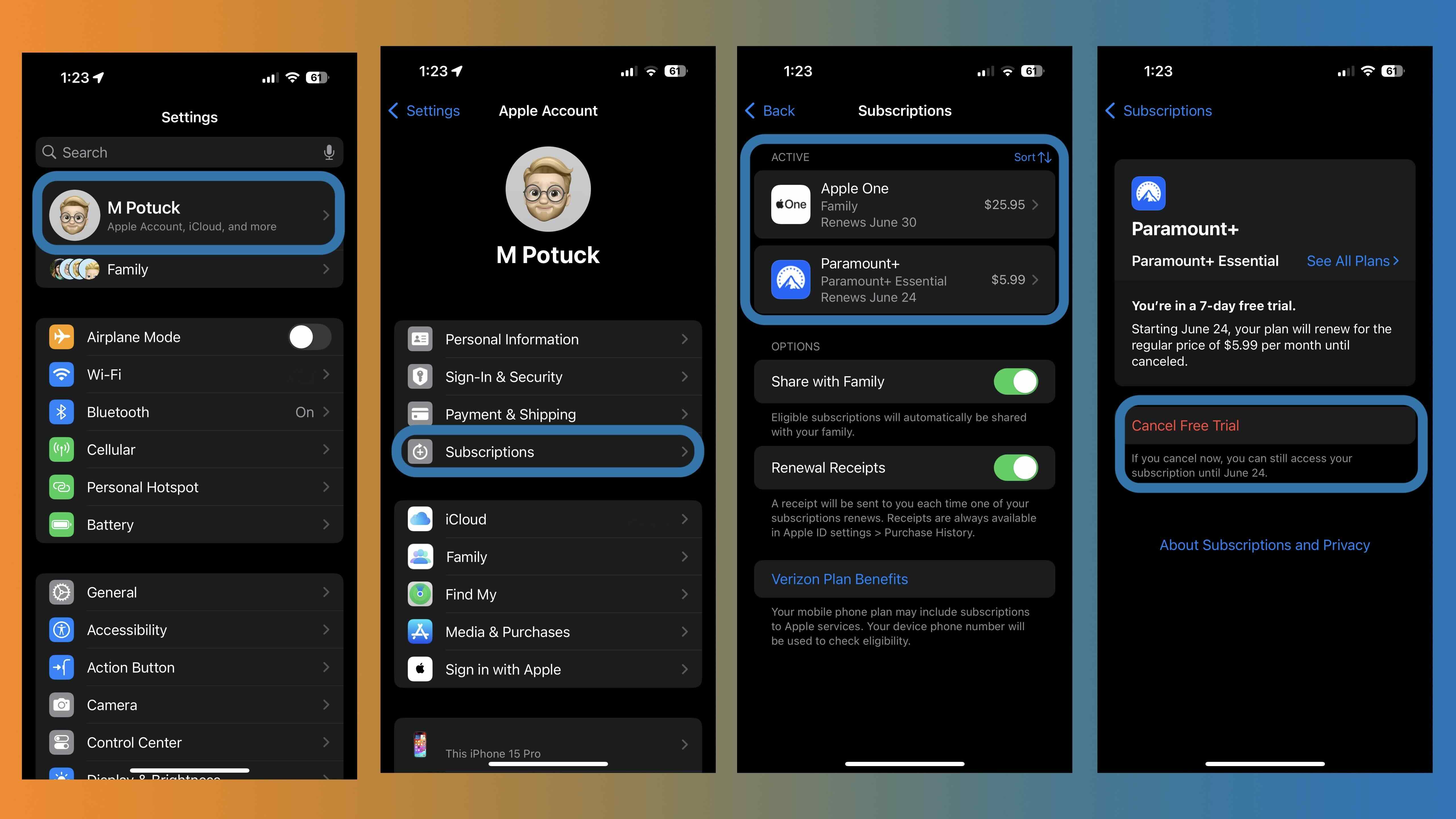 manage Apple App Store subscriptions