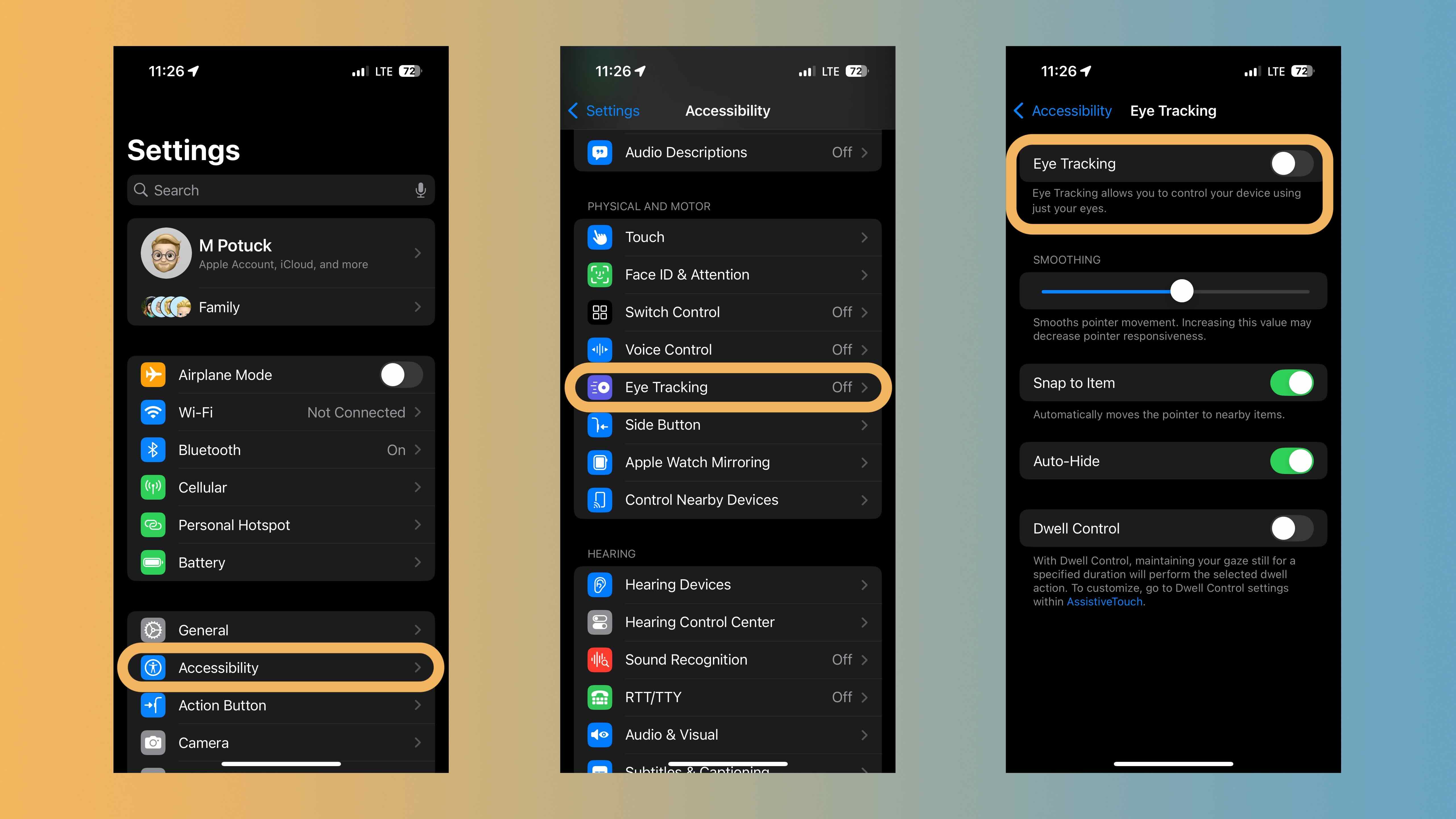 turn on iPhone Eye Tracking how to 1