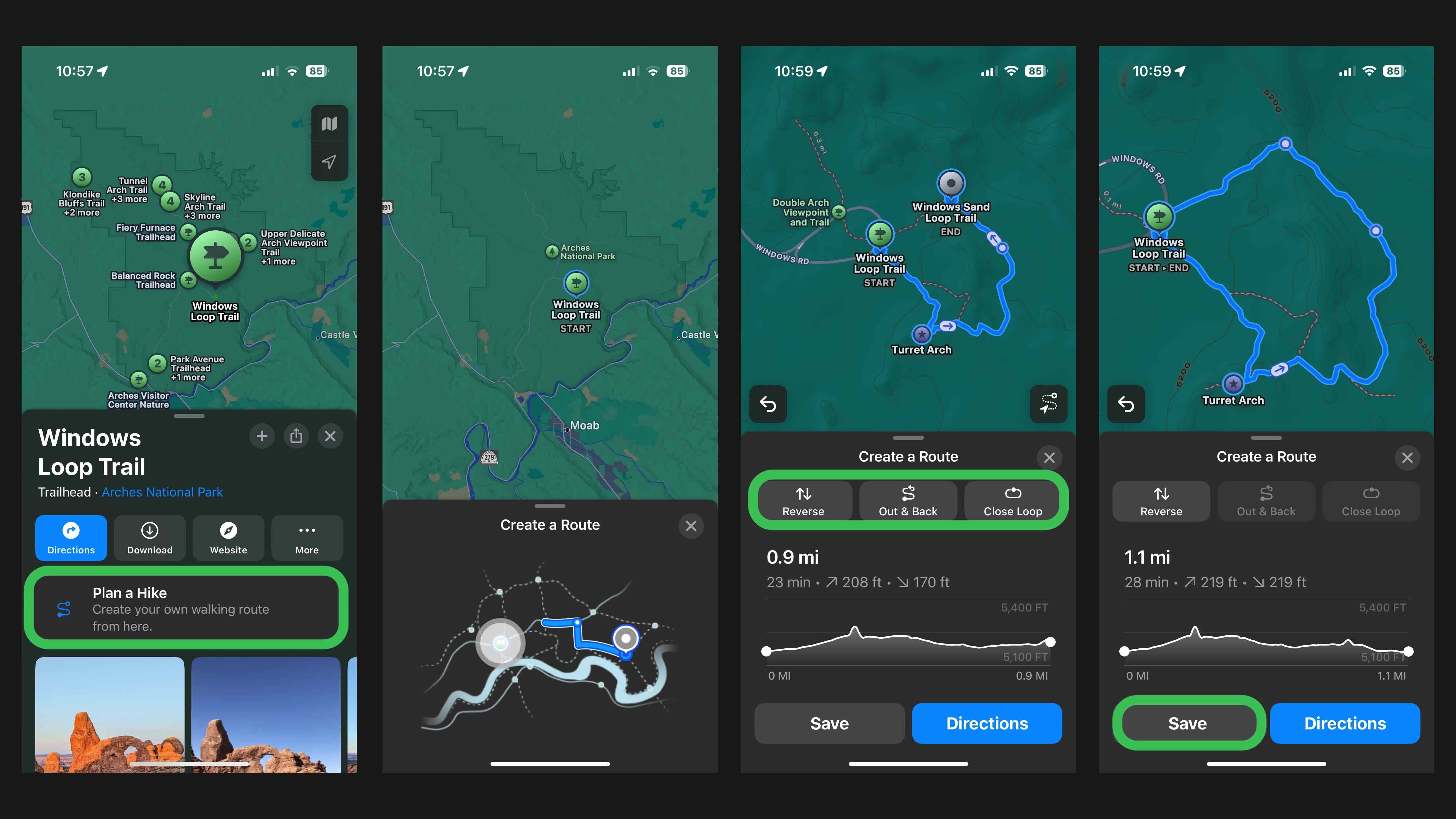 use Apple Maps topographic trails 2