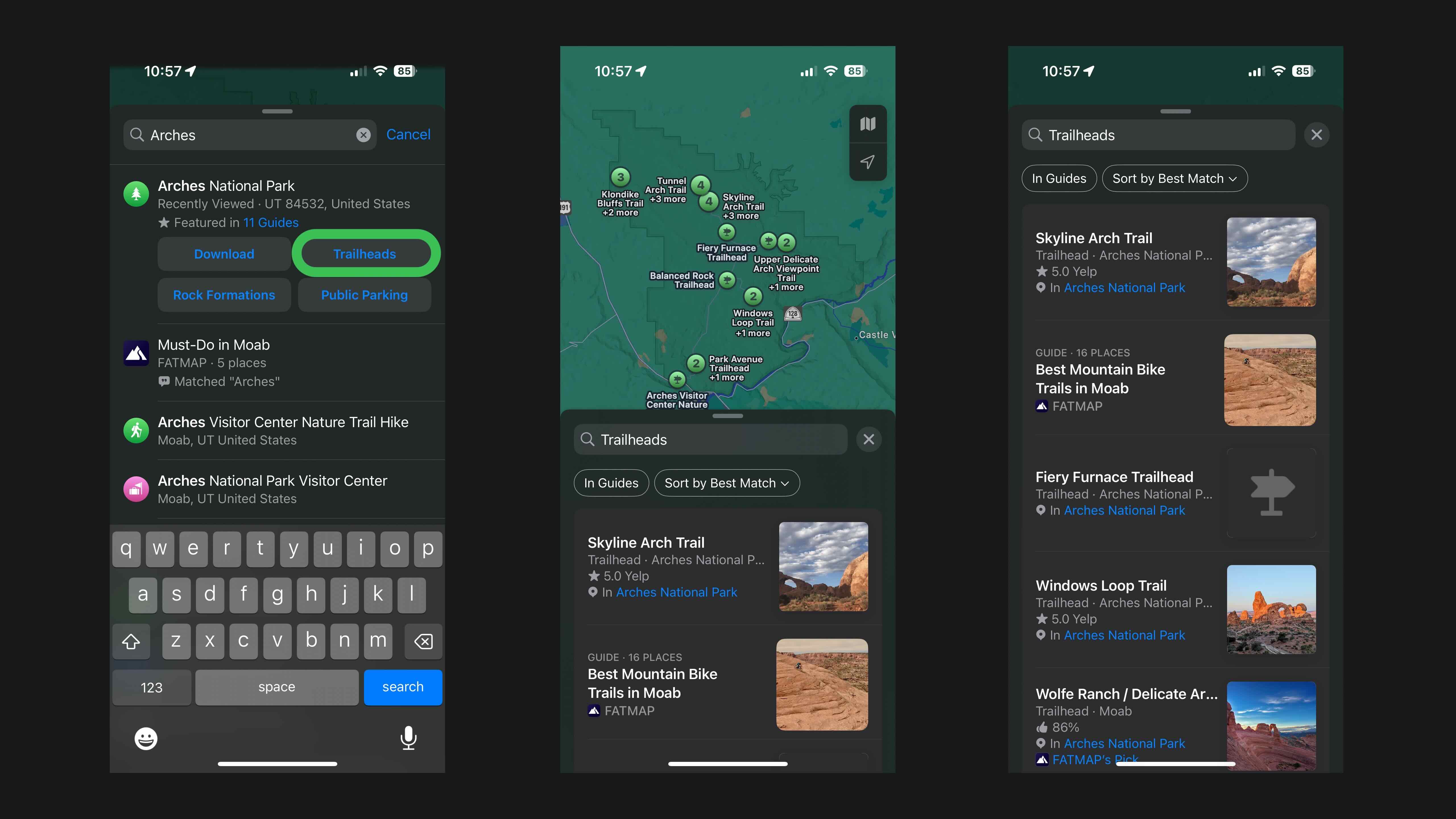 use Apple Maps topographic trails 1