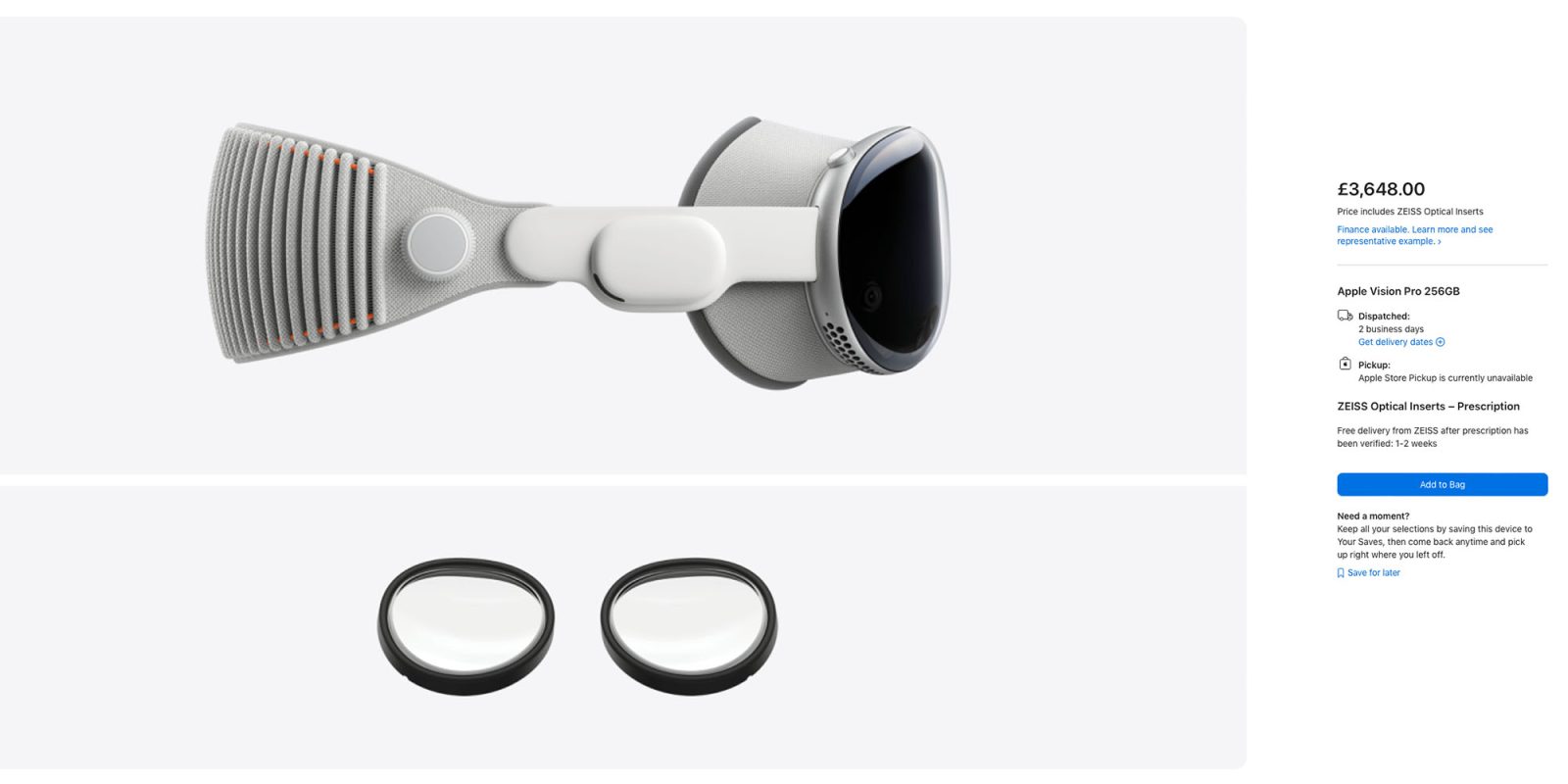 Vision Pro available today in Australia, Canada, France, Germany, and the UK | Apple Store screengrab