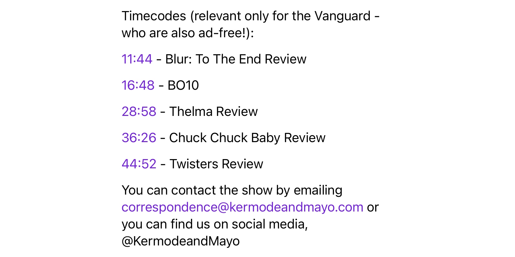 Linked time stamps in Podcasts