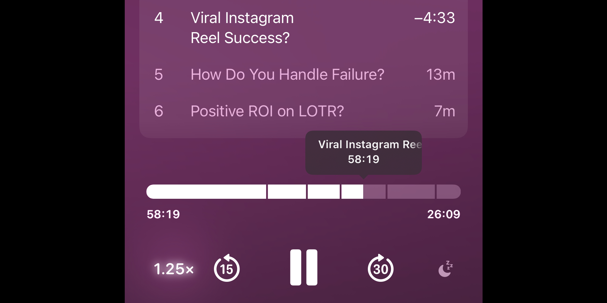 Chapter markers in playback scrubber Podcasts