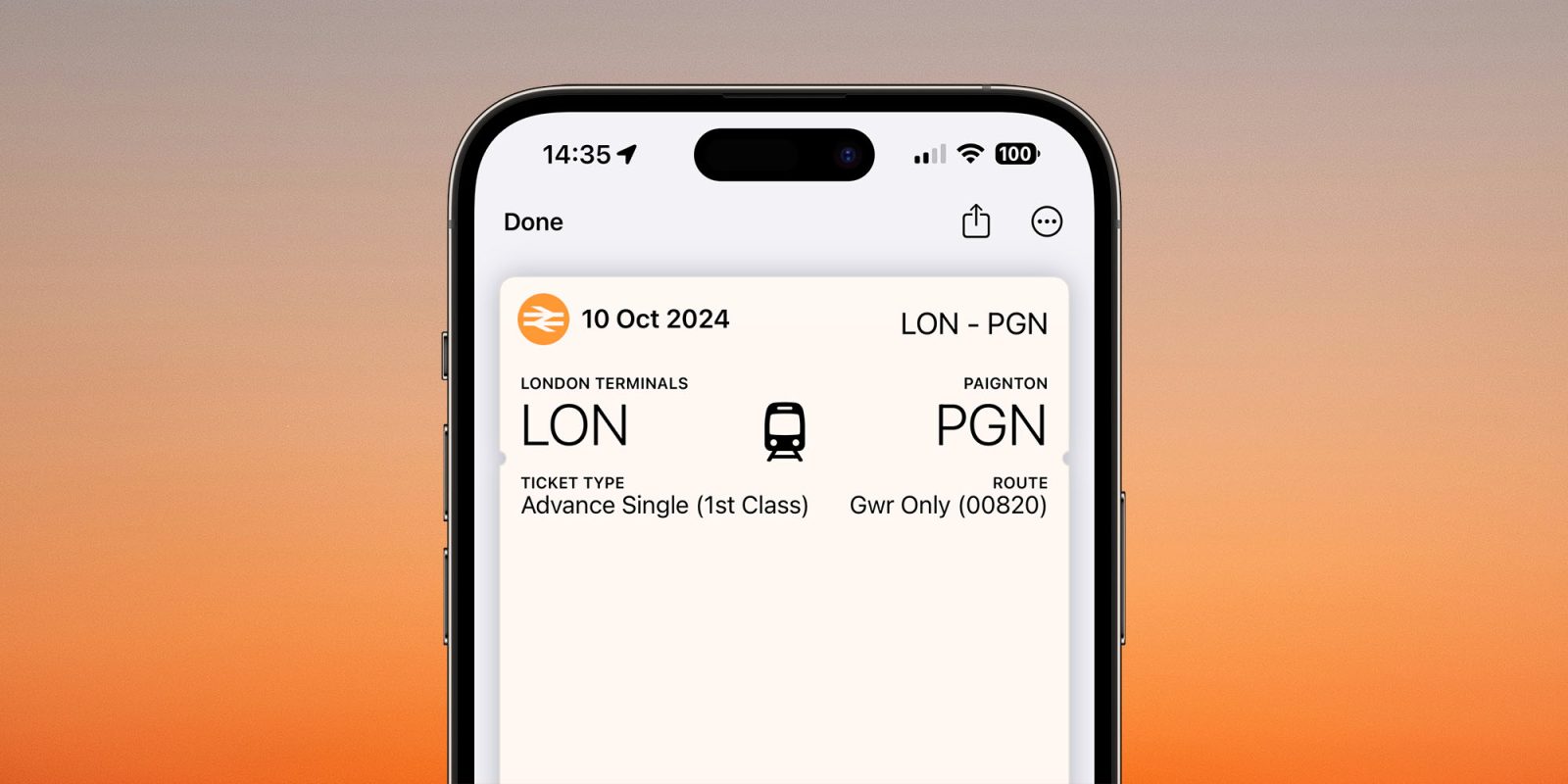 Let us manually add any ticket or pass to Apple Wallet | Rail ticket shown