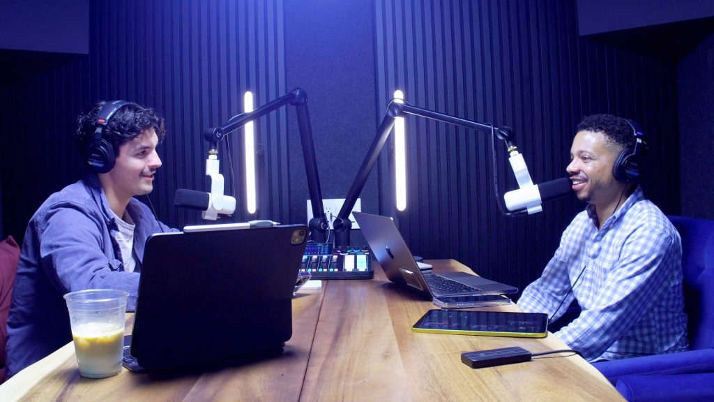 Fernando Silva and Jeff Benjamin in podcast studio