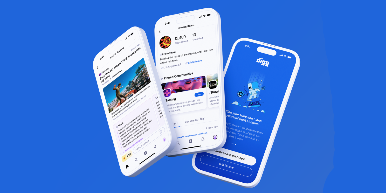 Digg is returning as it's bought by Digg and Reddit co-founders Kevin Rose and Alexis Ohanian | Screengrabs shown