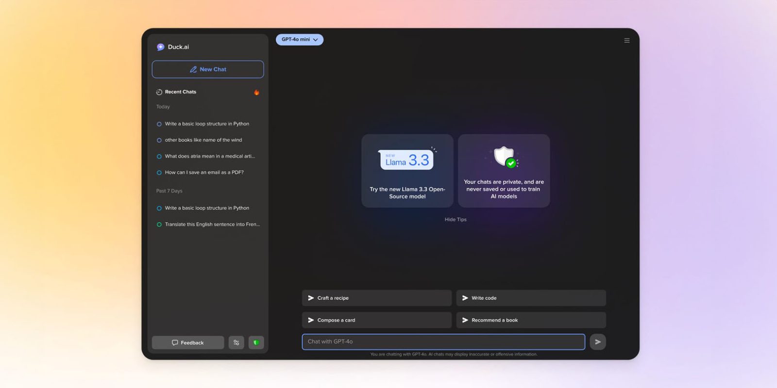 DuckDuckGo AI features exit beta for both search and private chatbots (screengrab shown for choosing your AI model)